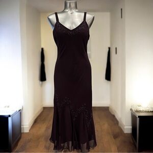 💎💟 Vintage Deep Purple Beaded Midi Dress